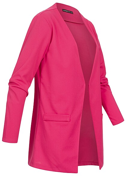 Cloud5ive Dames blazer met open snit en decoratieve zakken roza