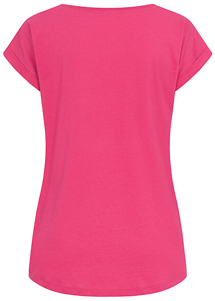 VILA Dames NOOS T-shirt met mouwomslag mullet roze