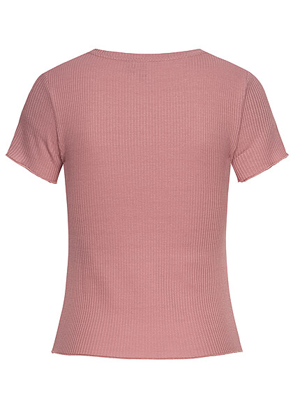 Vero Moda Dames Geribd T-shirt Top met ronde hals roze