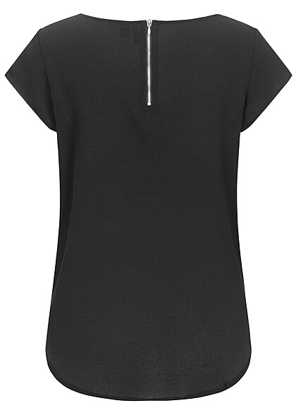 Vero Moda Dames T-shirt met rits aan de achterzijde zwart