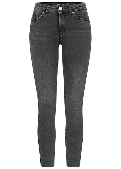 Pieces Dames Skinny Fit Jeans Broek met 5 zakken donkergrijs