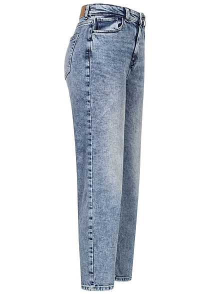 Noisy May Dames Jeans Broek straight fit hoge taille lichtblauw denim