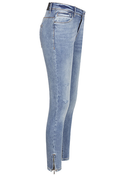 Noisy May Dames Skinny Fit Jeans Broek met 5 zakken destroyed look lichtblauw
