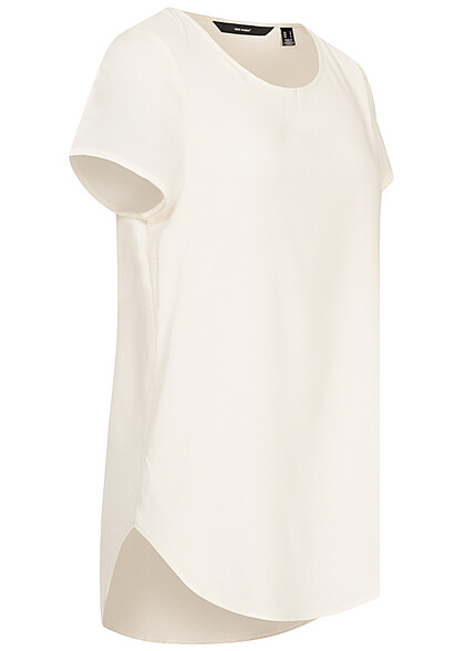 Vero Moda Damen NOOS Viskose T-Shirt mit Rundhals schnee weiss