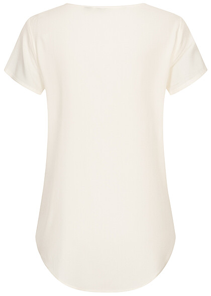 Vero Moda Damen NOOS Viskose T-Shirt mit Rundhals schnee weiss