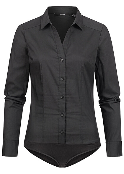 Vero Moda Damen NOOS Langarm Body mit Knopfleiste schwarz - Art.-Nr.: 23020240