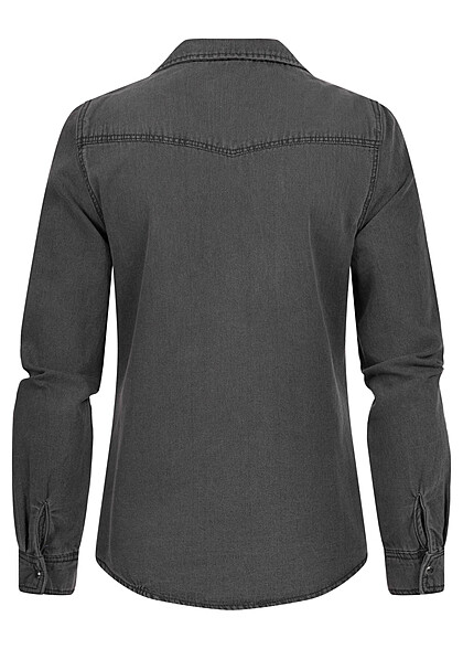 Vero Moda Damen NOOS Denim Hemd mit Brusttaschen und Knopfleiste schwarz