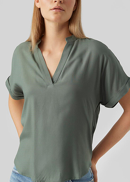 Vero Moda Dames NOOS V-hals T-shirt met wijde mouwen lauwerkrans groen