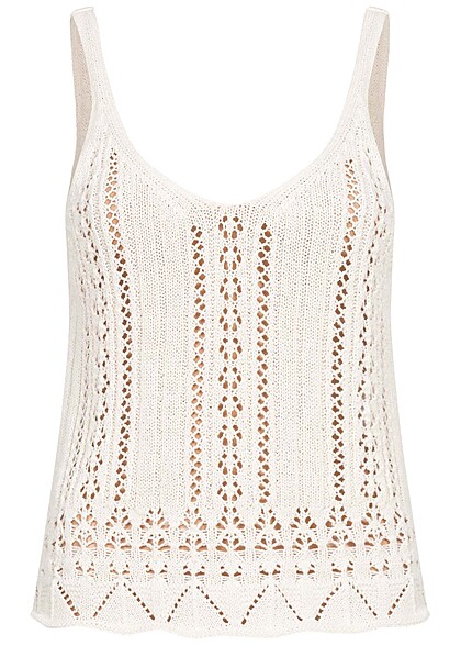 ONLY Dames NOOS gebreide top met V-hals en kantpatroon wolkendanseres wit - Art.-Nr.: 23020284