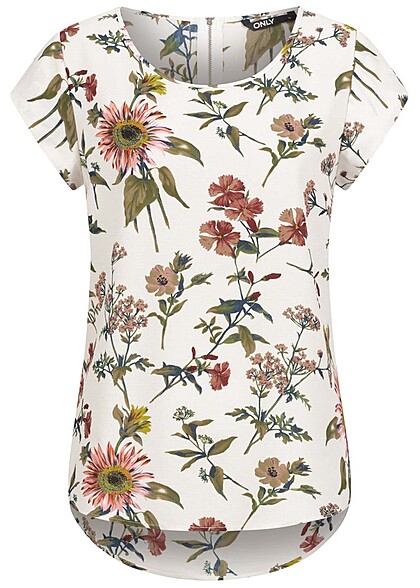 ONLY Damen NOOS Blusen Top mit Blumenprint und Zipper hinten multicolor - Art.-Nr.: 23020291