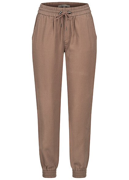 ONLY Damen NOOS Viskose Stoffhose Tunnelzug Gummibund 2-Pockets walnut braun - Art.-Nr.: 23020298