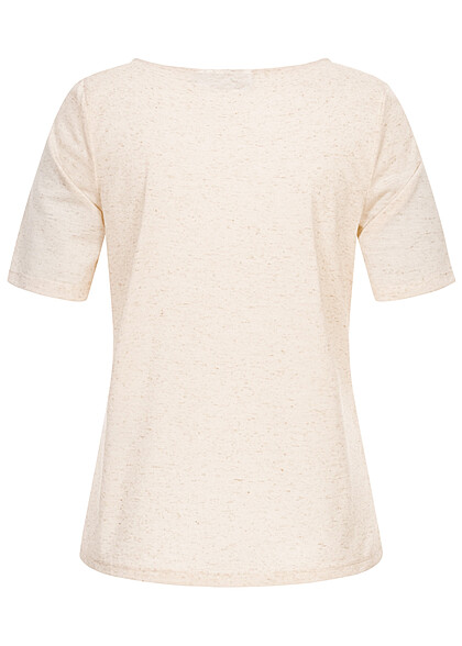 VILA Dames NOOS Basic T-shirt met V-hals beige