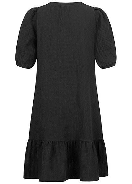 Vero Moda Dames V-hals jurk met 1/2 mouwen en elastische manchetten zwart