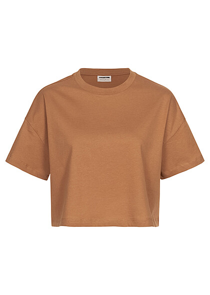 Noisy May Damen NOOS T-Shirt Top Oversized-Look Rundhals chipmunk braun