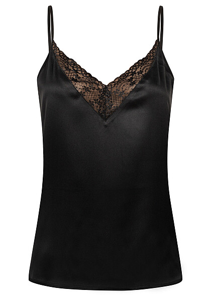 ONLY Damen Spitzen-Top mit V-Neck schwarz - Art.-Nr.: 23030052