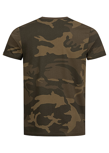 Alpha Industries Heren Basic T-shirt met Logo Print camouflage olijfgroen
