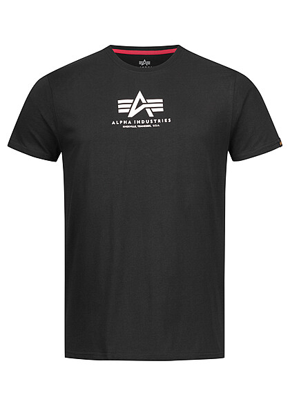 Alpha Industries Heren Basic T-shirt met Logo Print zwart - Art.-Nr.: 23030078