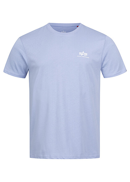 Alpha Industries Heren Basic T-shirt met Logo Print lichtblauw - Art.-Nr.: 23030082