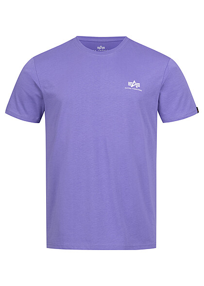Alpha Industries Heren Basic T-shirt met Logo Print elektrisch paars - Art.-Nr.: 23030083