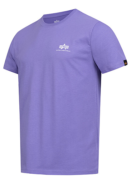 Alpha Industries Heren Basic T-shirt met Logo Print elektrisch paars