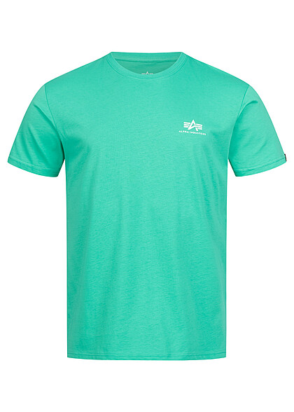 Alpha Industries Heren Basic T-shirt met Logo Print atomisch groen - Art.-Nr.: 23030084