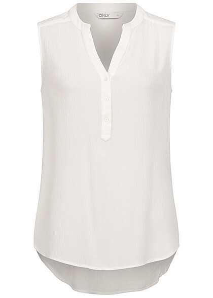 ONLY Damen NOOS Blusen Top mit V-Neck und Knopfleiste cloud dancer weiss - Art.-Nr.: 23030085