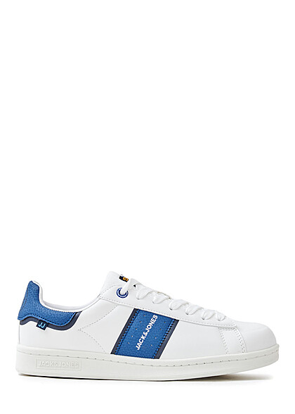 Jack and Jones Heren Schoenen Kunstleer Sneaker met Logo Print wit indigo blauw