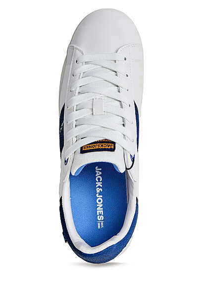 Jack and Jones Heren Schoenen Kunstleer Sneaker met Logo Print wit indigo blauw