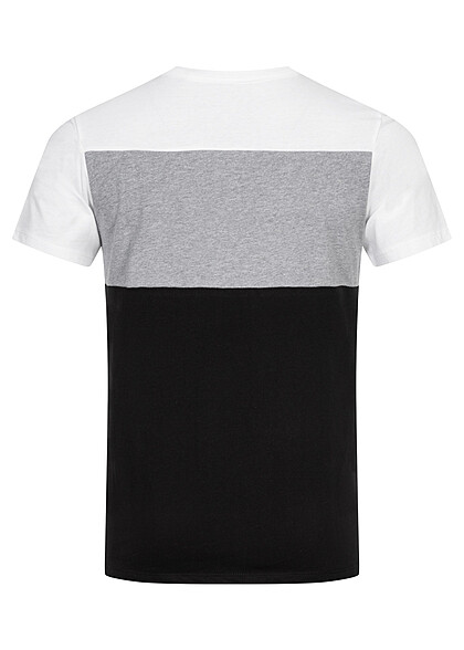 Jack and Jones Heren NOOS Colorblock T-Shirt met Logo Print wit grijs zwart