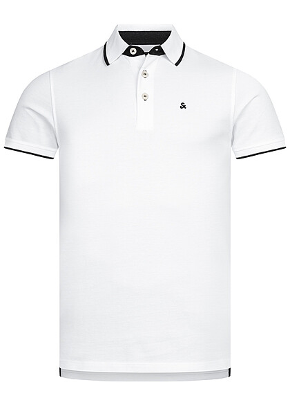 Jack and Jones Heren NOOS Polo Shirt met Contrastkleur wit - Art.-Nr.: 23030104