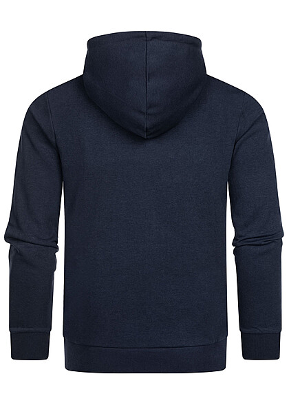 Jack and Jones Heren Hoodie met Kangaroezak en Logo Print navy blauw