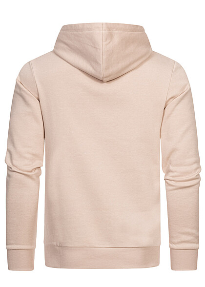 Jack and Jones Heren Hoodie met Kangaroezak en Logo Print moonbeam beige