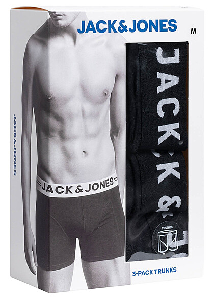Jack and Jones Heren NOOS 3-Pack Boxershorts met Logo Print zwart wit