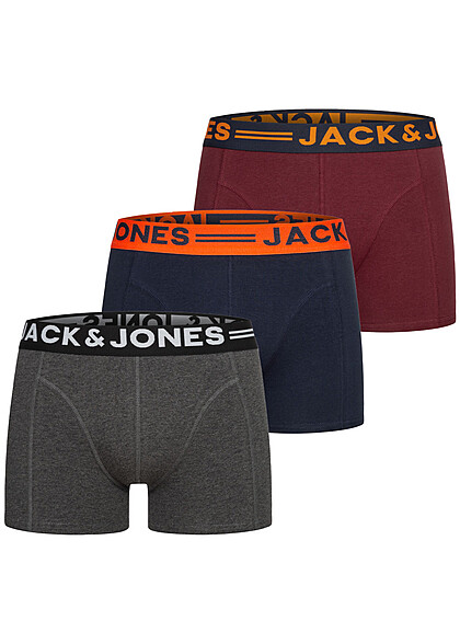Jack and Jones Heren NOOS 3-Pack Boxershorts met Logo Print burgundy multicolor - Art.-Nr.: 23030142