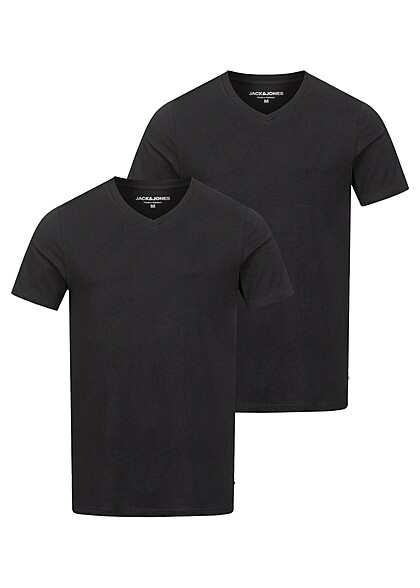 Jack and Jones Heren NOOS 2-Pack Basic V-Hals T-Shirt zwart