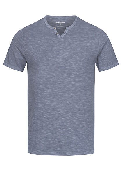 Jack and Jones Heren NOOS T-Shirt met Knopenlijst flint stone blauw