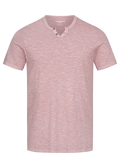 Jack and Jones Heren NOOS T-Shirt met Knopenrij deauville mauve roze lichtroze
