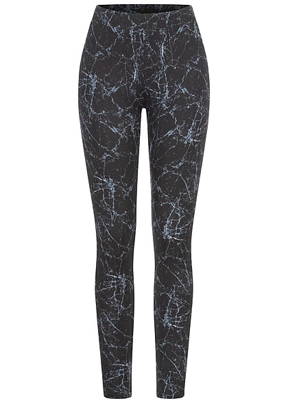 Urban Classics Damen Leggings mit All Over Marmor Print schwarz grau