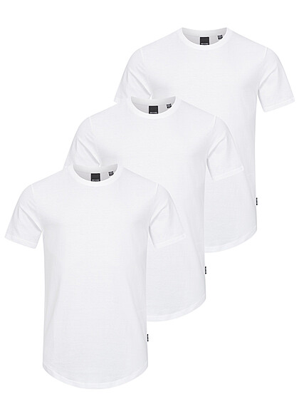 ONLY & SONS Heren NOOS 3-Pack Basic T-Shirt met Ronde Hals wit