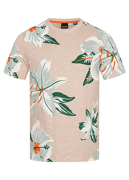 ONLY & SONS Heren NOOS T-Shirt met Blumenprint silver lining multicolor