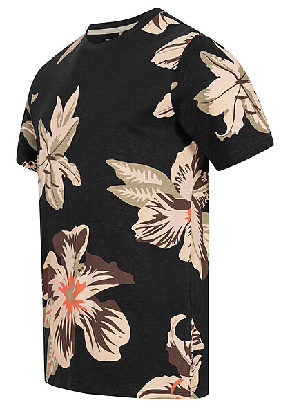 ONLY & SONS Heren NOOS T-shirt met bloemenprint peer sorbet navy blauw