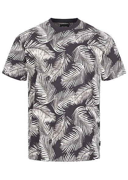 ONLY & SONS Heren NOOS Basic T-shirt met ronde hals en tropische print donkerblauw