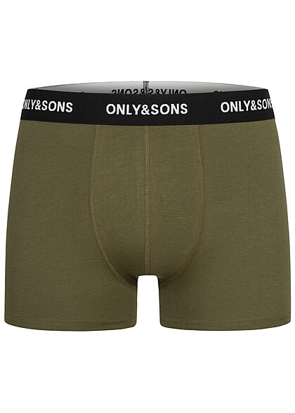 ONLY & SONS Heren NOOS 3-pack boxershorts olijf groen grijs zwart