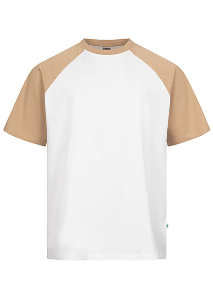 Urban Classics Herren T-Shirt Colorblock Oversized weiss beige - Art.-Nr.: 23030258