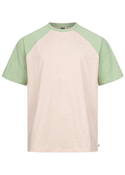 Urban Classics Herren T-Shirt Colorblock Oversized beige wintage grün - Art.-Nr.: 23030259