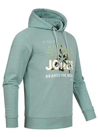 Jack and Jones Heren Hoodie met Capuchon en Logo Print trellis groen