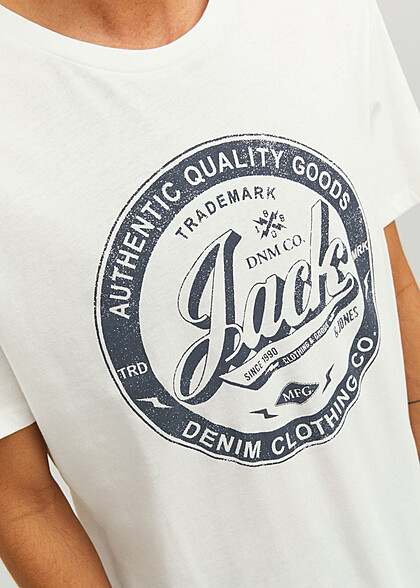 Jack and Jones Heren NOOS T-Shirt met Logo Print cloud dancer wit