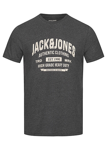 Jack and Jones Heren NOOS T-Shirt met Logo Print donkergrijs wit - Art.-Nr.: 23030323
