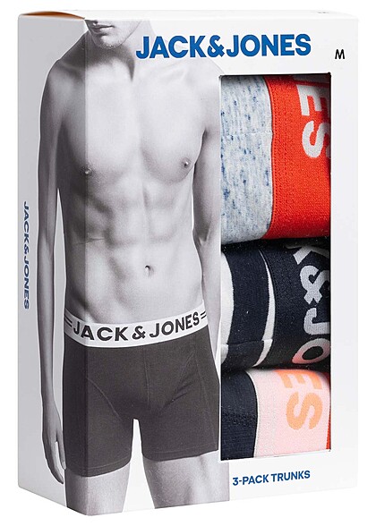 Jack and Jones Heren NOOS 3-Pack Boxershorts multicolor gestreept navy blauw grijs