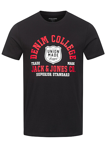 Jack and Jones Heren T-shirt met Logo Print zwart rood